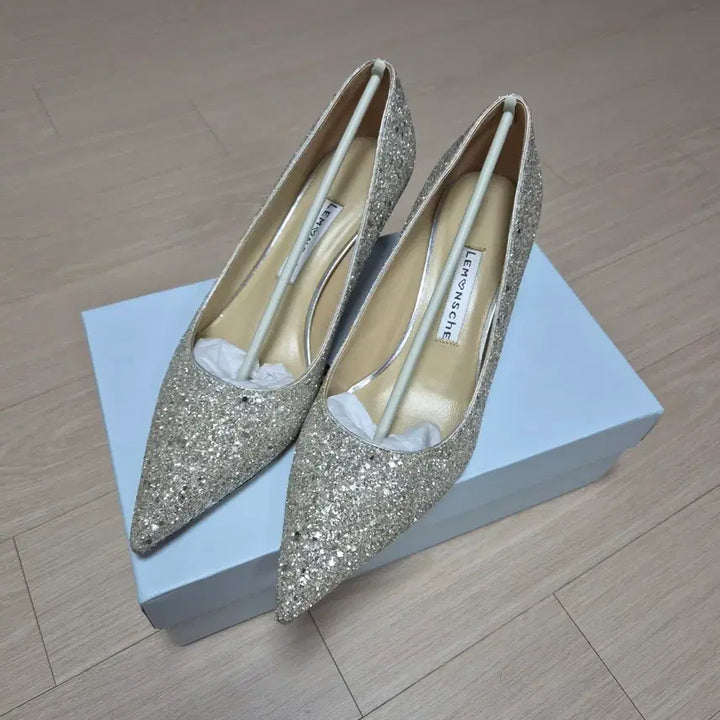 [BUNJANG] LeMonShow Glitter Heel Wedding Shoes / 르몽쉐 글리터힐 웨딩슈즈 235