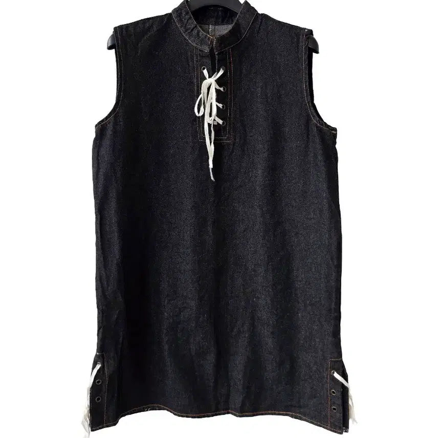 [BUNJANG] Denim Sleeveless Long Vest / 55-66)데님 민소매 롱조끼 /새제품