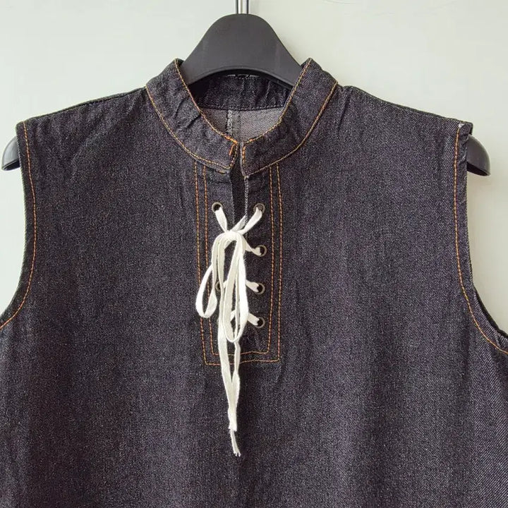 [BUNJANG] Denim Sleeveless Long Vest / 55-66)데님 민소매 롱조끼 /새제품