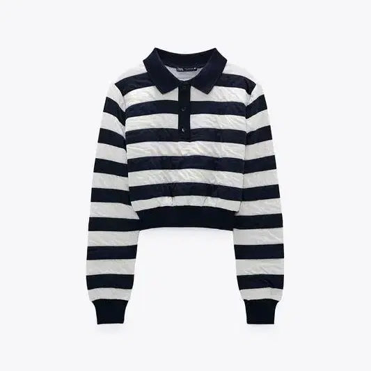 [BUNJANG] ZARA Jacquard Stripe Polo Sweater / 자라(ZARA) 자카드 스트라이프 스웨터 L