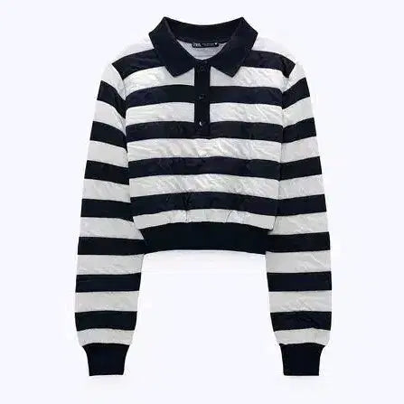 [BUNJANG] ZARA Jacquard Stripe Polo Sweater / 자라(ZARA) 자카드 스트라이프 스웨터 L
