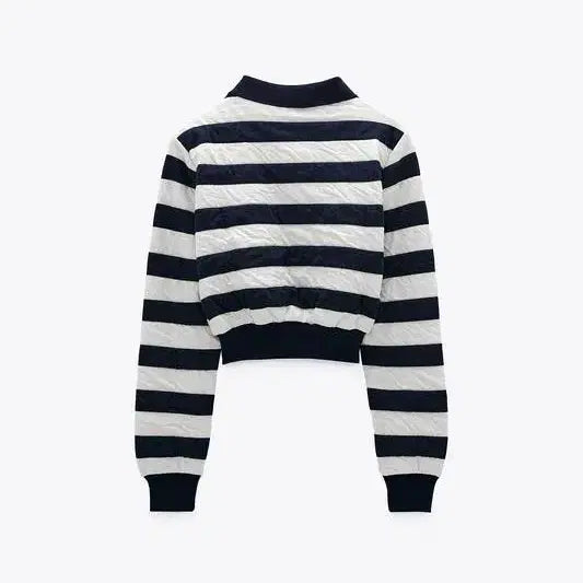 [BUNJANG] ZARA Jacquard Stripe Polo Sweater / 자라(ZARA) 자카드 스트라이프 스웨터 L