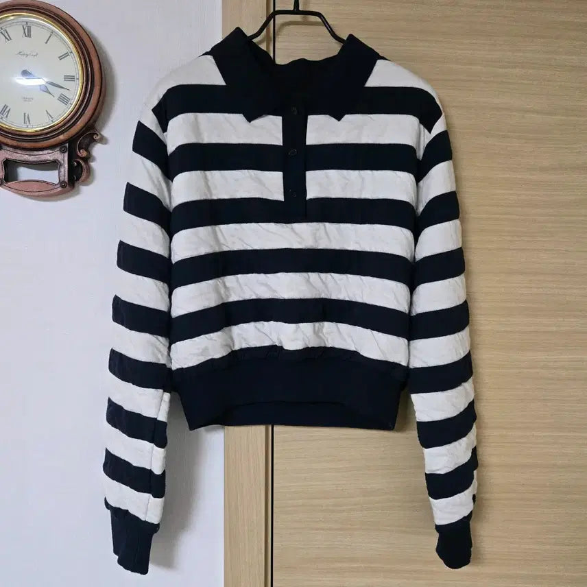 [BUNJANG] ZARA Jacquard Stripe Polo Sweater / 자라(ZARA) 자카드 스트라이프 스웨터 L