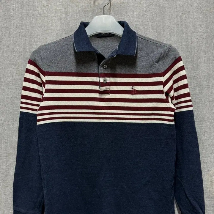 [BUNJANG] Hazzys Striped Cotton Long Sleeve Polo Shirt / [95] 헤지스 스트라이프 코튼 면 긴팔 카라티