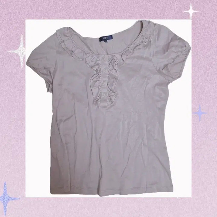 [BUNJANG] Mongle Vintage ROPE Indie Pink Frill Blouse / 일본빈티지 몽글빈티지 ROPE 로페 인디핑크 프릴 반팔 블라우스