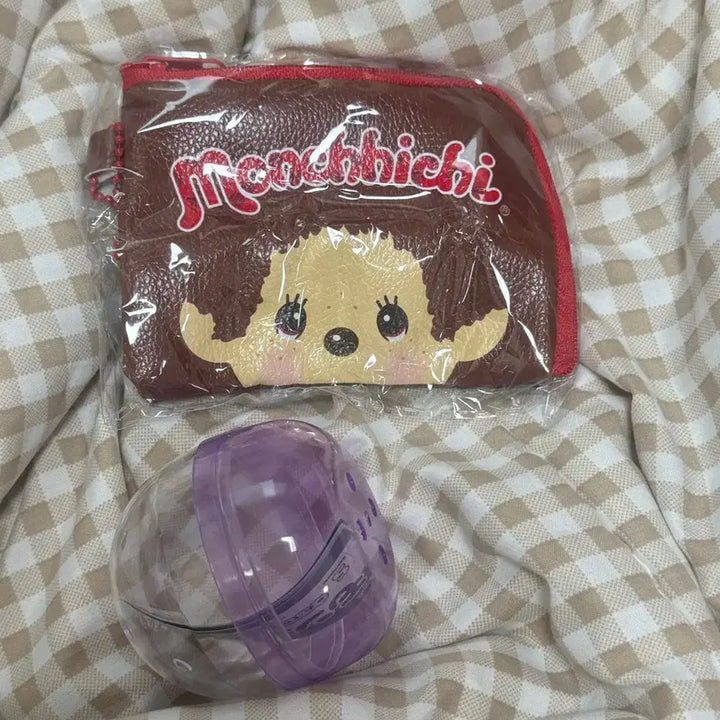 [BUNJANG] Monchhichi Pouch Keychain Card Pass Case Coin Purse Brown / [미개봉]몬치치 파우치 키링 카드 패스 케이스 가챠 동전 지갑 브라운