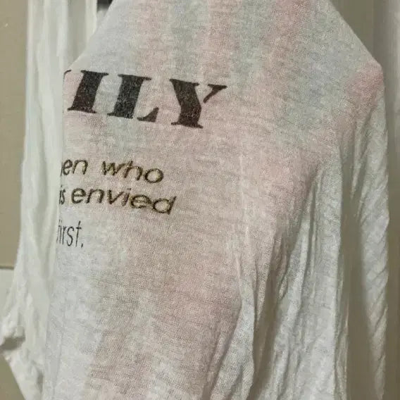 [BUNJANG] White Printing Asymmetric Long T-shirt / 화이트 프린팅 언발란스 롱 티셔츠 Free
