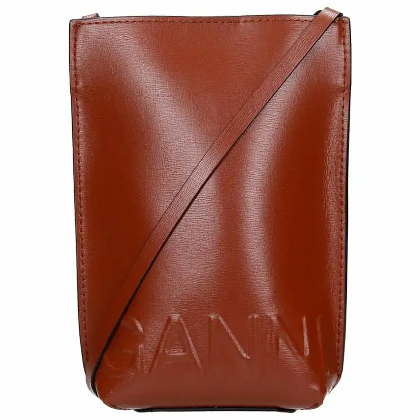 [BUNJANG] GANNI Brown Vegan Leather Mini Crossbody Bag / GANNI 가니 브라운 비건레더 미니 크로스백 숄더백 핸드폰백