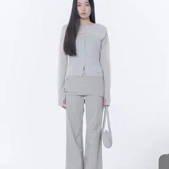 [BUNJANG] Miseki Seoul Layered Button Wrap Skirt Pants / 미세키서울 Layered button wrap skirt pants