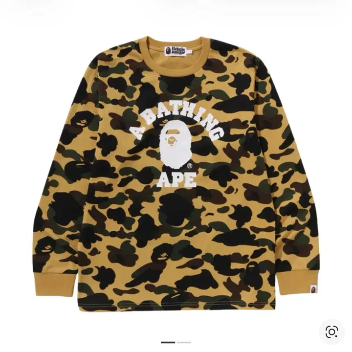 [BUNJANG] BAPE First Camo College Long Sleeve T-Shirt Yellow / 베이프 퍼스트 카모 컬리지 롱슬리브 티셔츠 옐로우 맨투맨 L