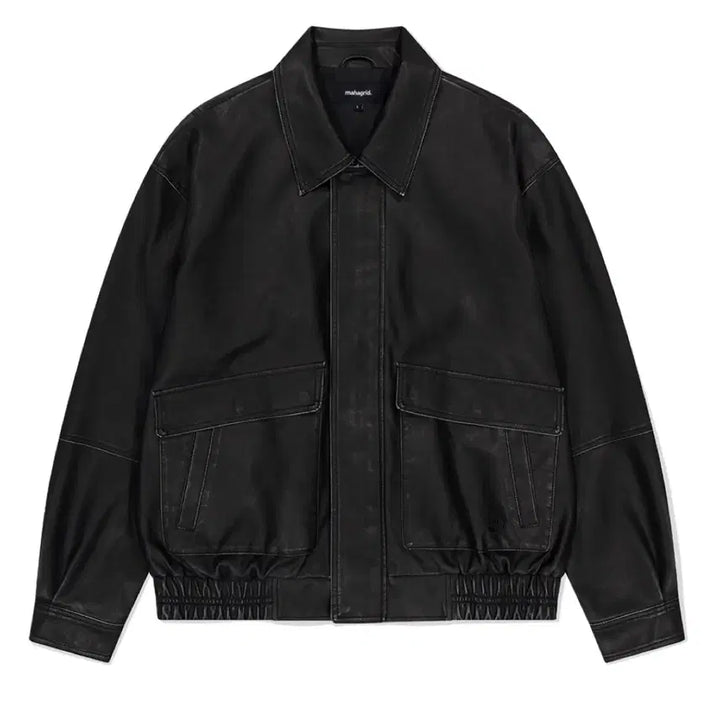 [BUNJANG] Mahagrid Faux Leather Blouson Jacket / WASHED FAUX LEATHER BLOUSON