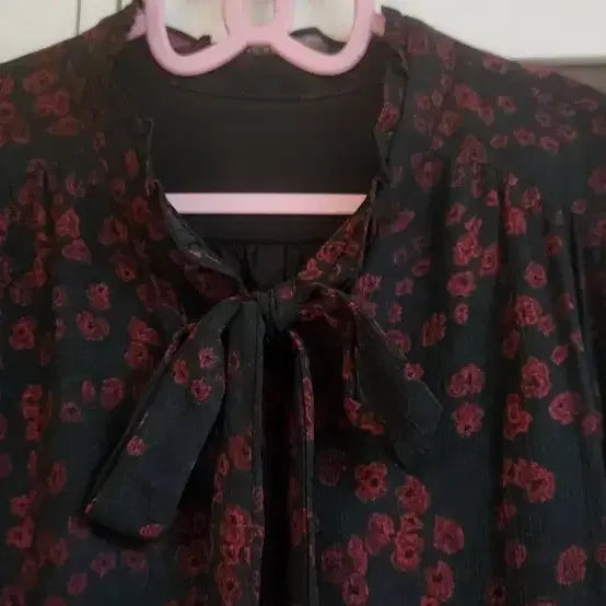 [BUNJANG] The Atch Black Flower Ribbon Long Dress / 더 앳지 블랙 플라워 리본 롱 원피스