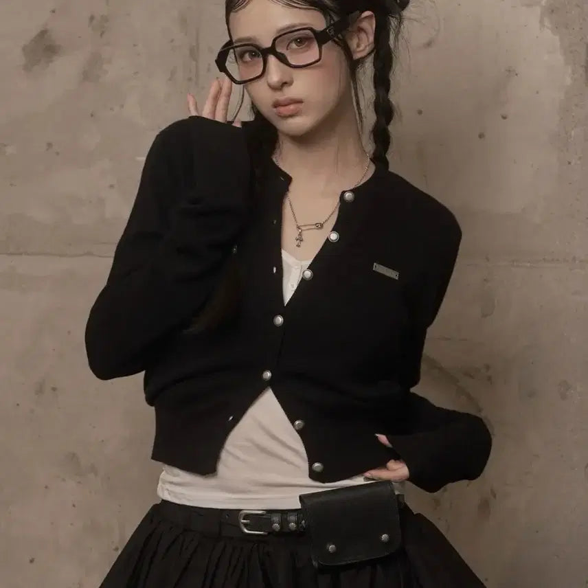 [BUNJANG] Signature Knit Cardigan / 카키포인트 가디건 Signature Knit Cardigan black