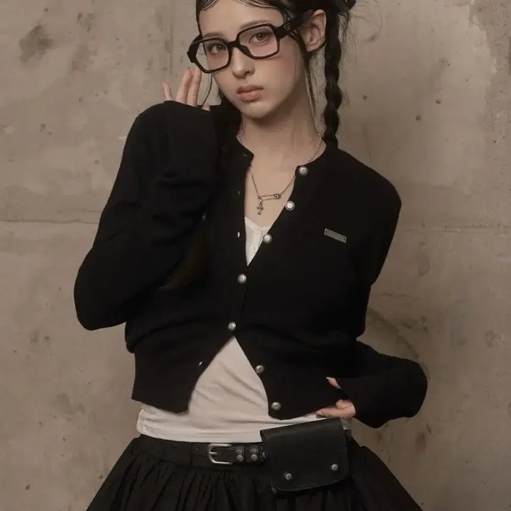 [BUNJANG] Signature Knit Cardigan / 카키포인트 가디건 Signature Knit Cardigan black