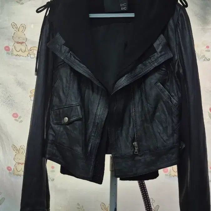 [BUNJANG] Enc Leather Jacket with Detachable Knit Hood / Enc   니트 후드(탈착)  양가죽  크륩  자켓