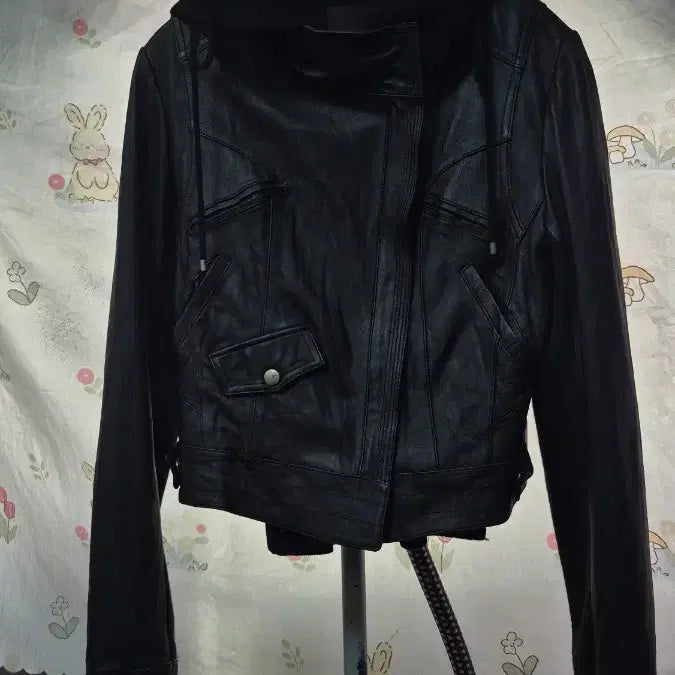 [BUNJANG] Enc Leather Jacket with Detachable Knit Hood / Enc   니트 후드(탈착)  양가죽  크륩  자켓