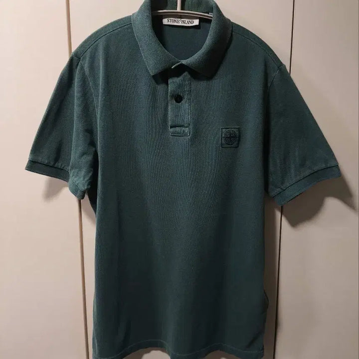 [BUNJANG] Stone Island Washed Collar Short Sleeve T-Shirt / S 스톤아일랜드 워싱 카라넥 반팔티셔츠