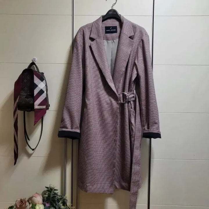 [BUNJANG] Daniel Este Houndstooth Check Belted Coat / 다니엘 에스떼 하운드투스 체크 벨트 코트