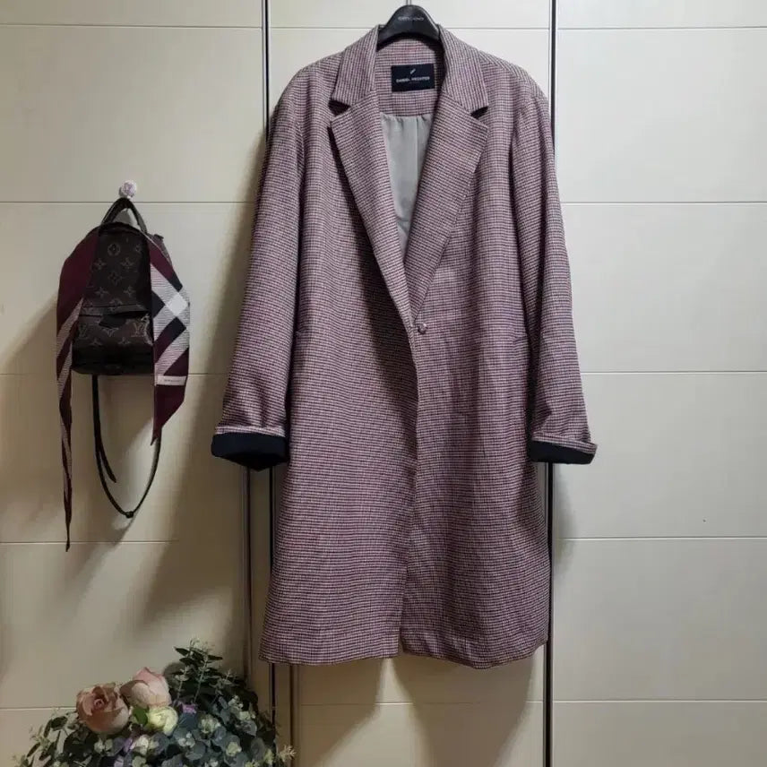 [BUNJANG] Daniel Este Houndstooth Check Belted Coat / 다니엘 에스떼 하운드투스 체크 벨트 코트