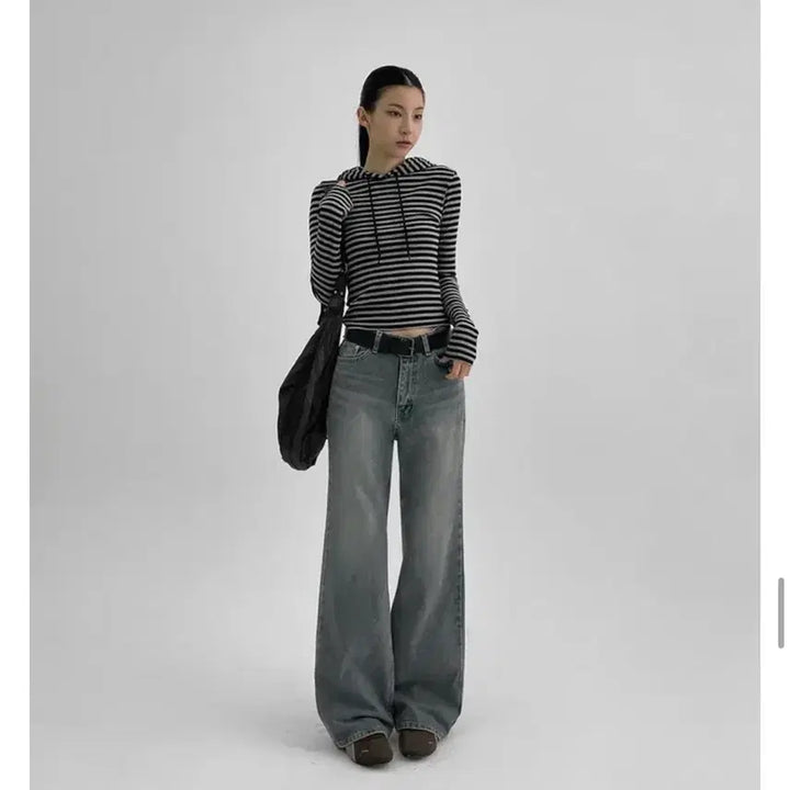 [BUNJANG] Black Up Wide Bootcut Denim Pants / 블랙업 와이드 부츠컷 데님팬츠 중청