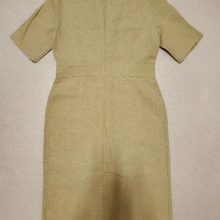 [BUNJANG] V-Neck Button Short Sleeve Linen Dress / 브이넥 버튼 반팔 린넨 원피스