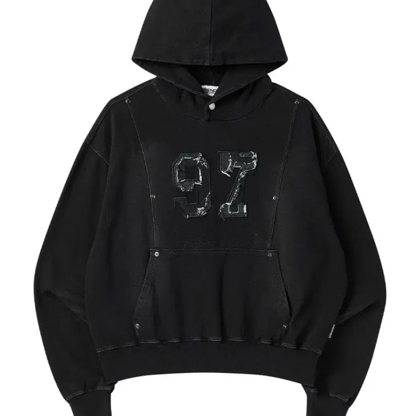 [BUNJANG] Freenda Indigo Washed Hoodie Black Hoodie / 프렌다 Indigo washed hoodie black 워싱 후드티 s