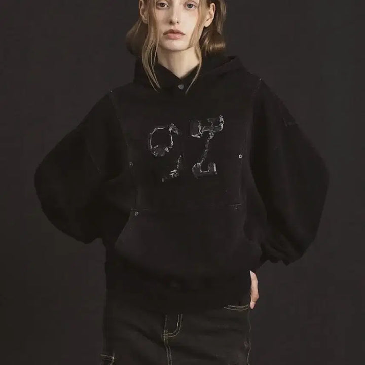 [BUNJANG] Freenda Indigo Washed Hoodie Black Hoodie / 프렌다 Indigo washed hoodie black 워싱 후드티 s