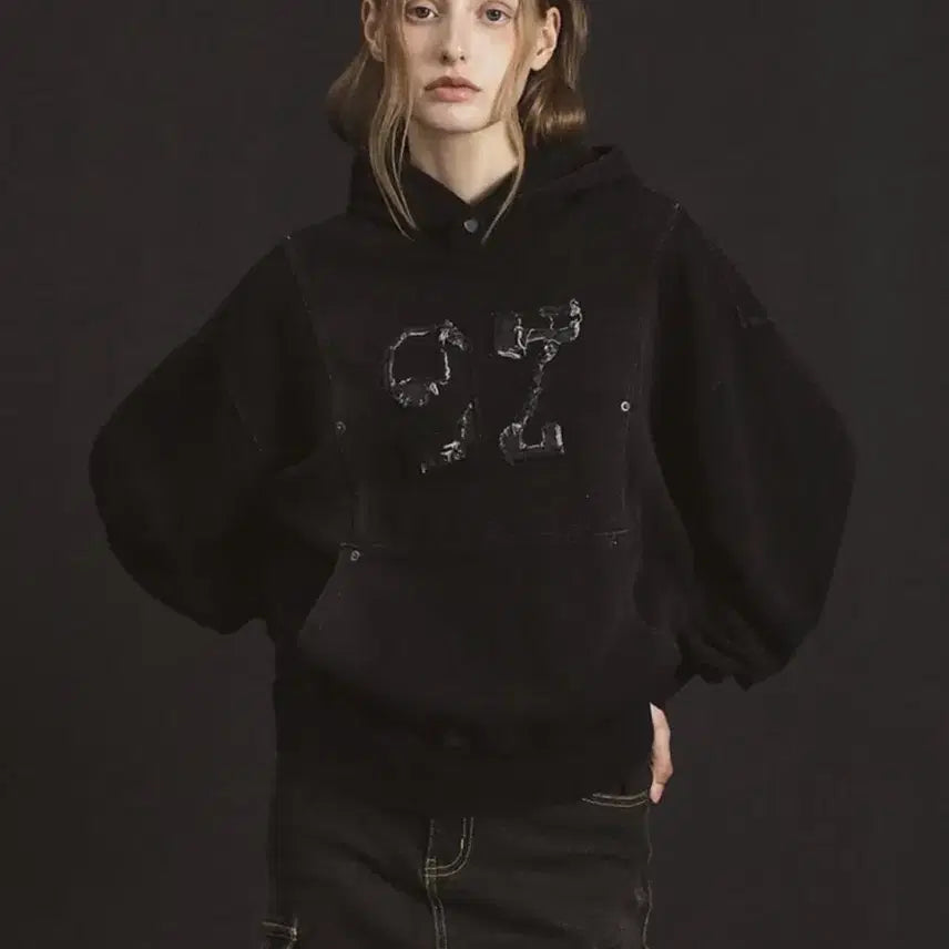 [BUNJANG] Freenda Indigo Washed Hoodie Black Hoodie / 프렌다 Indigo washed hoodie black 워싱 후드티 s