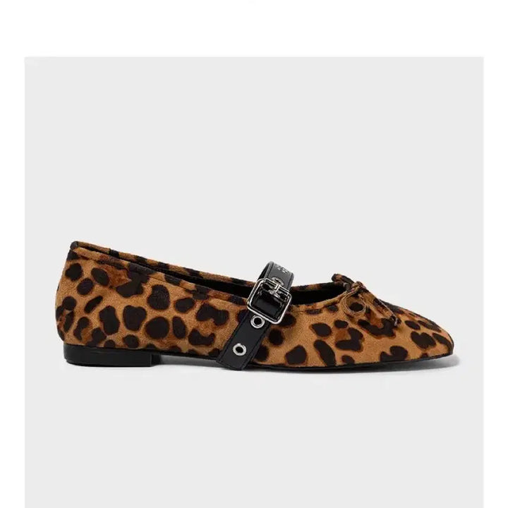 [BUNJANG] Khiho Buckle Strap Ballerina Flats Leopard / [2회 착용] Khiho기호 버클 스트랩 발레리나 플랫_원가 19.8