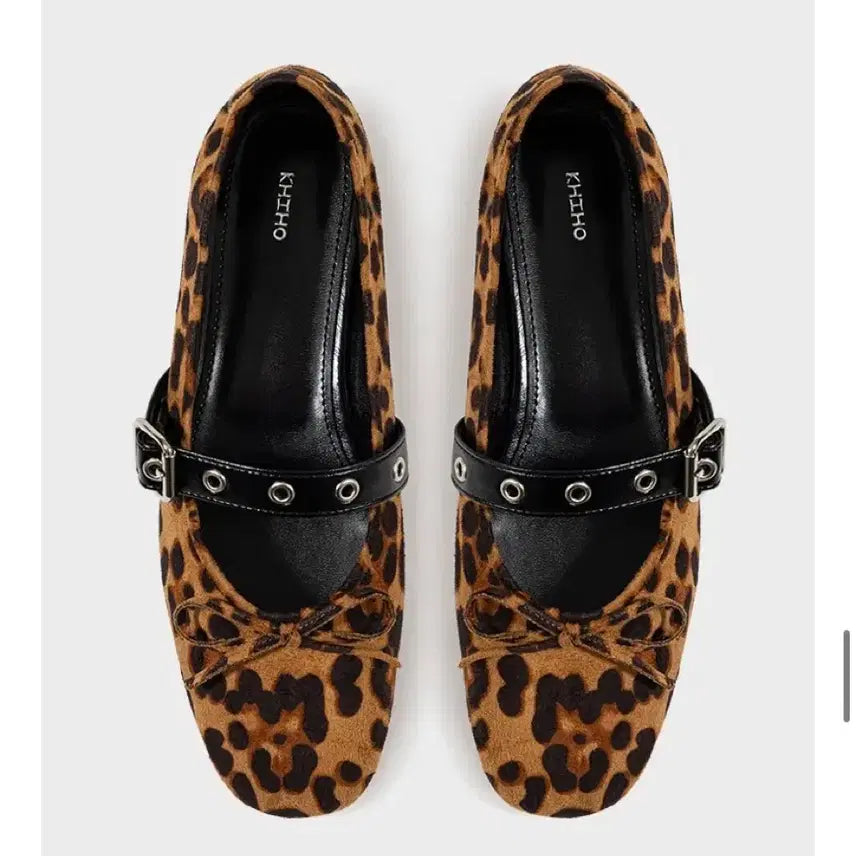 [BUNJANG] Khiho Buckle Strap Ballerina Flats Leopard / [2회 착용] Khiho기호 버클 스트랩 발레리나 플랫_원가 19.8