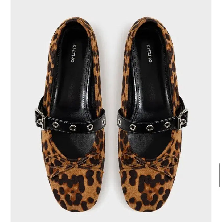 [BUNJANG] Khiho Buckle Strap Ballerina Flats Leopard / [2회 착용] Khiho기호 버클 스트랩 발레리나 플랫_원가 19.8