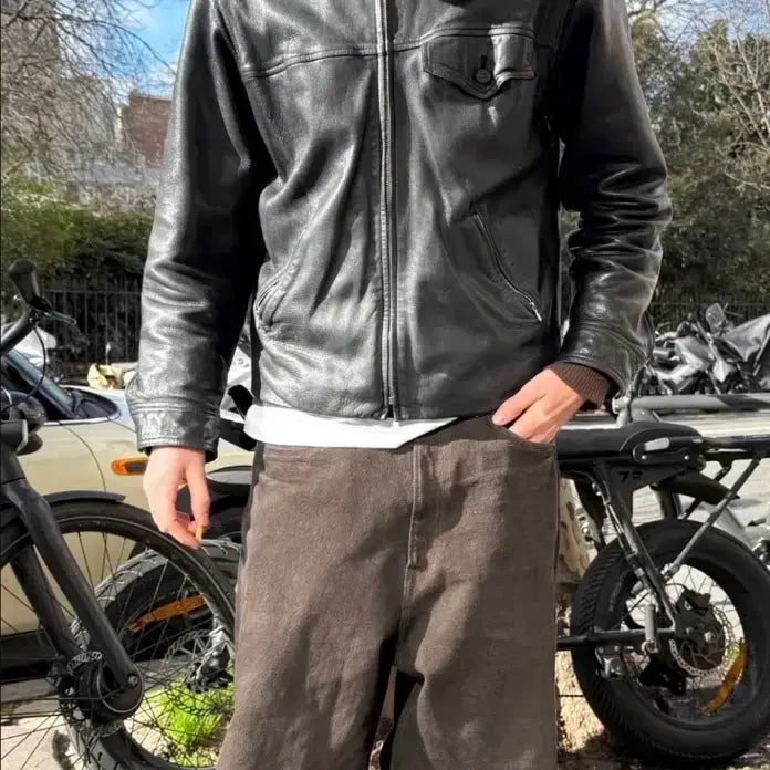 [BUNJANG] Agnès B. Homme 90s Vintage Leather Jacket / 90s 빈티지 아네스베 옴므 레더자켓