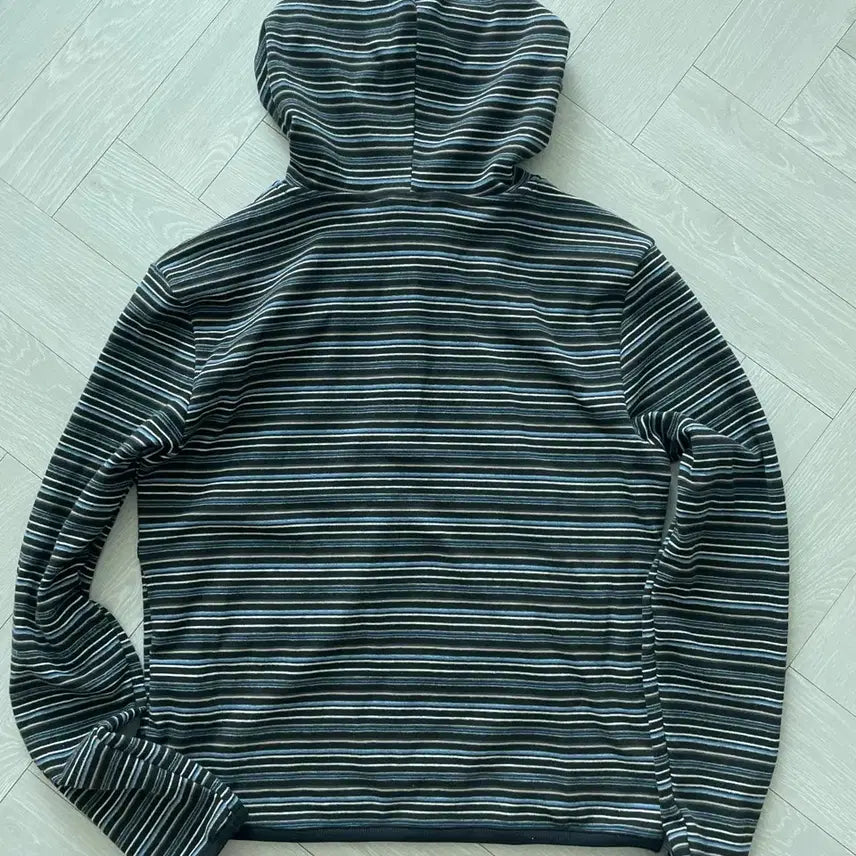 [BUNJANG] Dandel Stripe Trim Hooded Long Sleeve Shirt / 단델 stripe trim hooded long sleeve BLACK