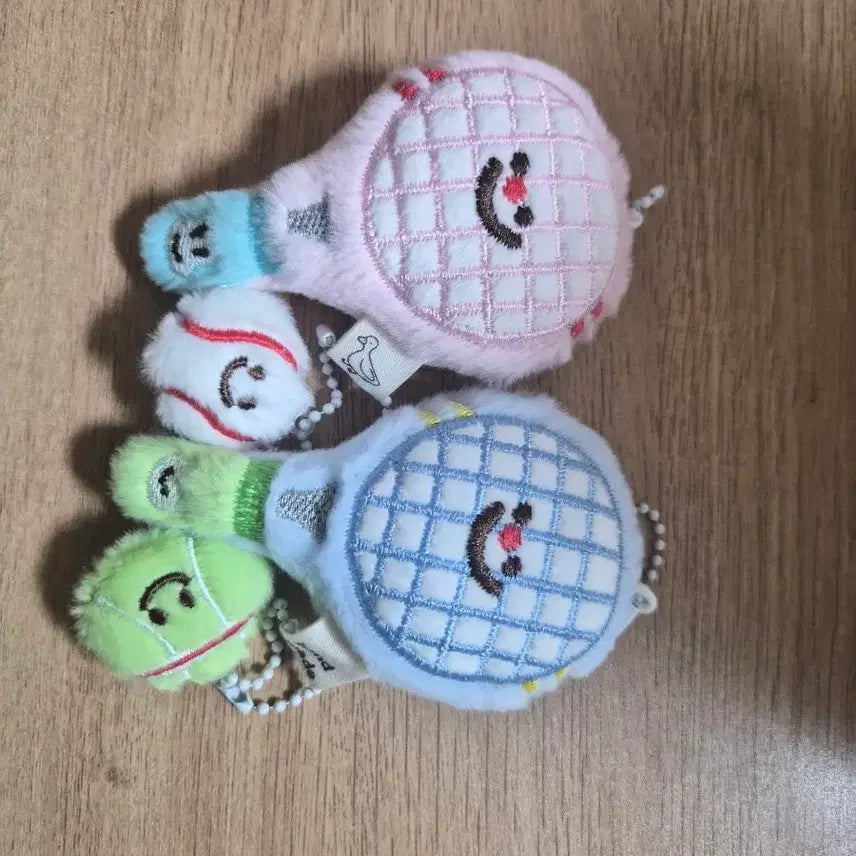[BUNJANG] Tennis Racket and Ball Charm Set (Pink/Blue) / 테니스 라켓/공 인형 키링 핑크,블루 키링