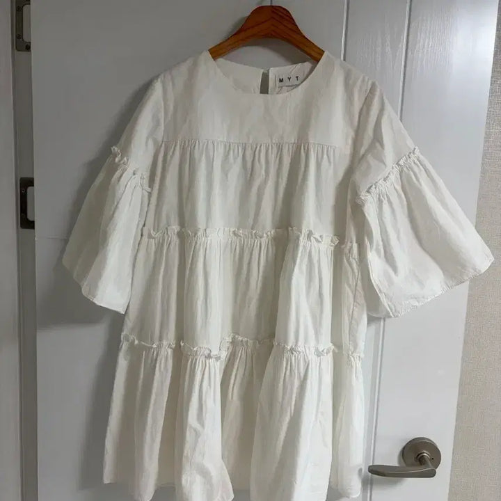 [BUNJANG] Japanese Import Vintage Frill Mini Dress White / (일본 수입 빈티지)셔츠 미니 원피스 프릴 캉캉 화이트