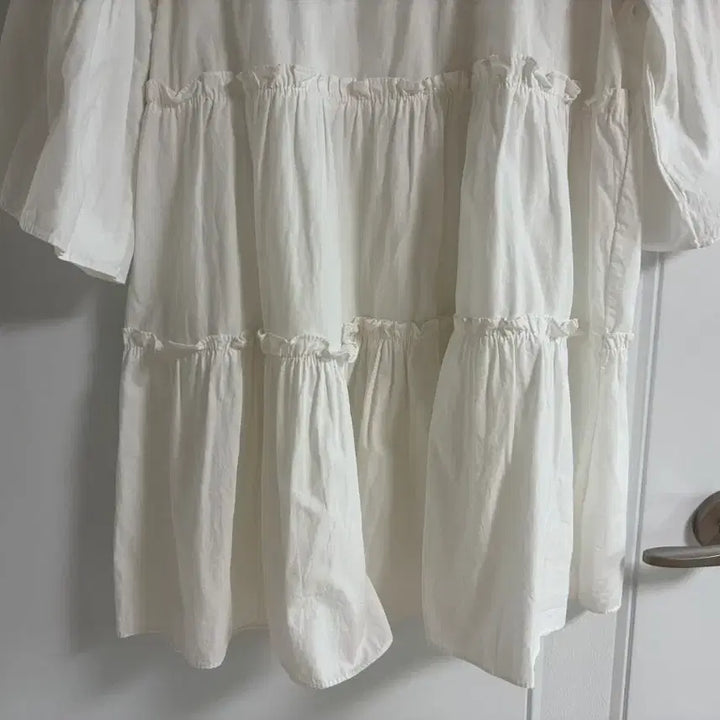 [BUNJANG] Japanese Import Vintage Frill Mini Dress White / (일본 수입 빈티지)셔츠 미니 원피스 프릴 캉캉 화이트