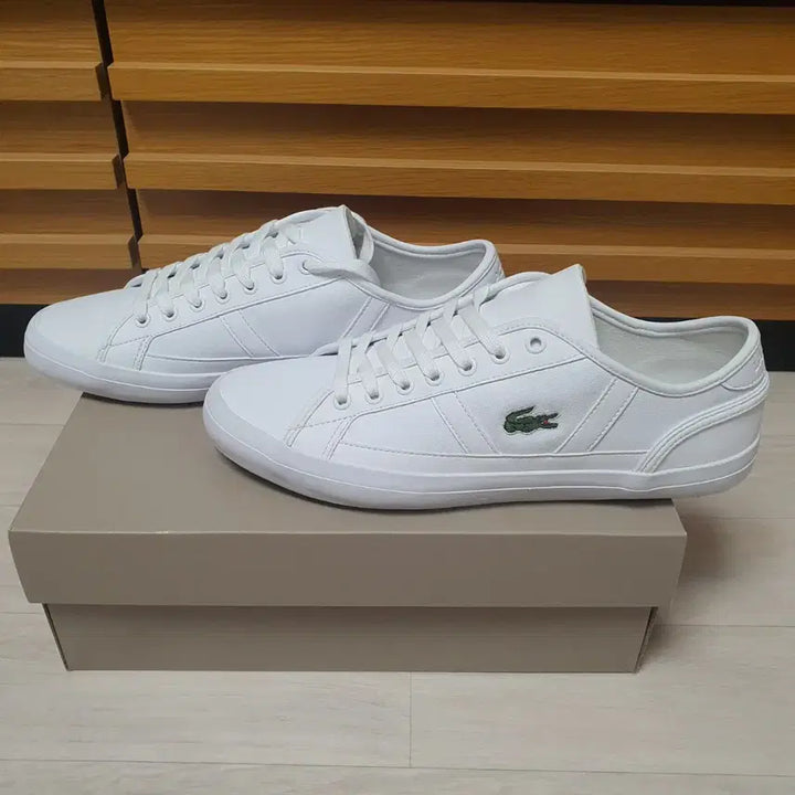 [BUNJANG] Lacoste SIDELINE 0121 2 CMA WHT/GUM LTH/SYN White Sneakers (Size 40.5 / 260-265) / (새신발)라코스테 화이트 스니커즈 40.5