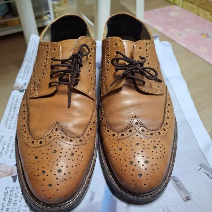 [BUNJANG] Wingtip Brown Leather Shoes / 윙팁255 29000
