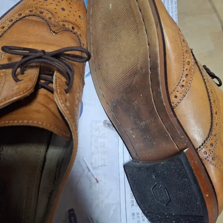 [BUNJANG] Wingtip Brown Leather Shoes / 윙팁255 29000