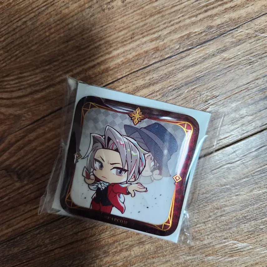 [BUNJANG] Ace Attorney Miles Edgeworth Square Badge / 역전재판 역전검사 미츠루기 스퀘어 캔뱃지 판매합니다
