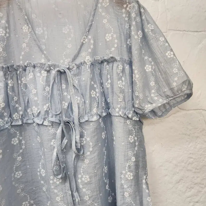 [BUNJANG] Floral See-Through Blouse / 잔꽃시스루블라우스 (새상품)