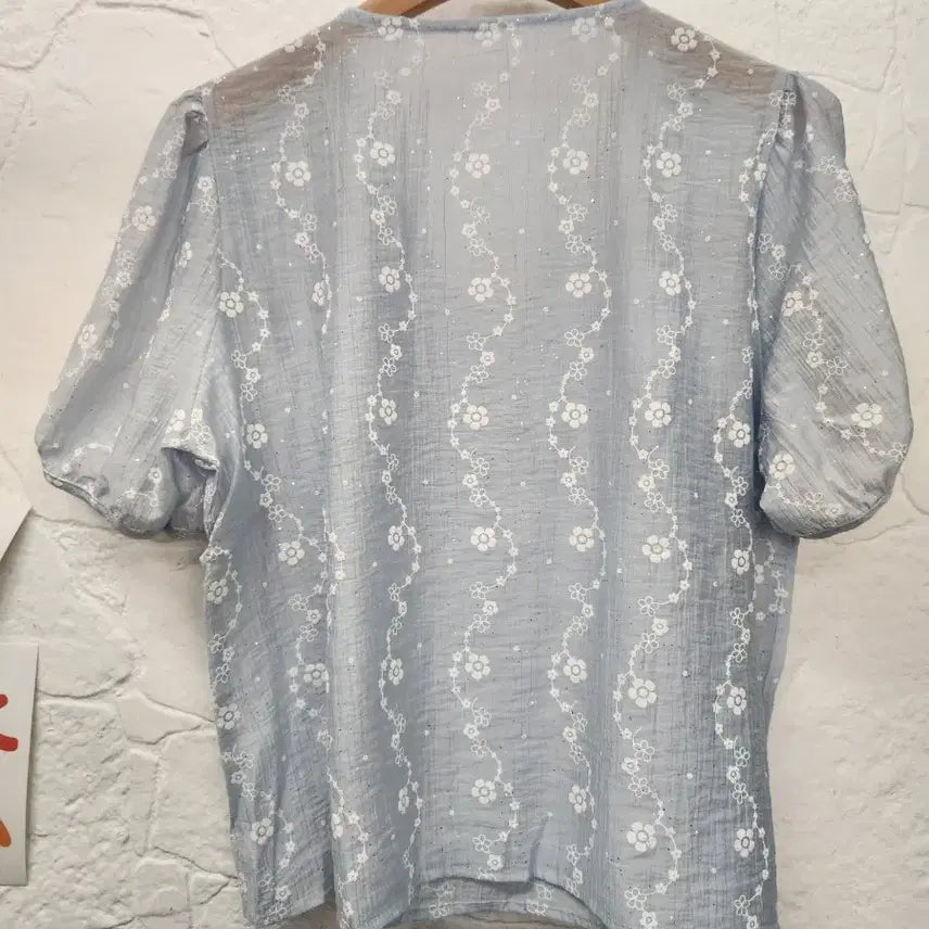 [BUNJANG] Floral See-Through Blouse / 잔꽃시스루블라우스 (새상품)