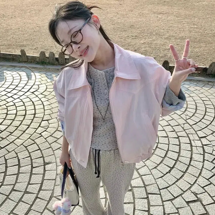 [BUNJANG] With My Love Taehyang Closet Blouson Jacket Pink, Cream / 윗마럽 태향옷장 윗마이럽 위드마이럽 블루종 자켓 핑크, 크림