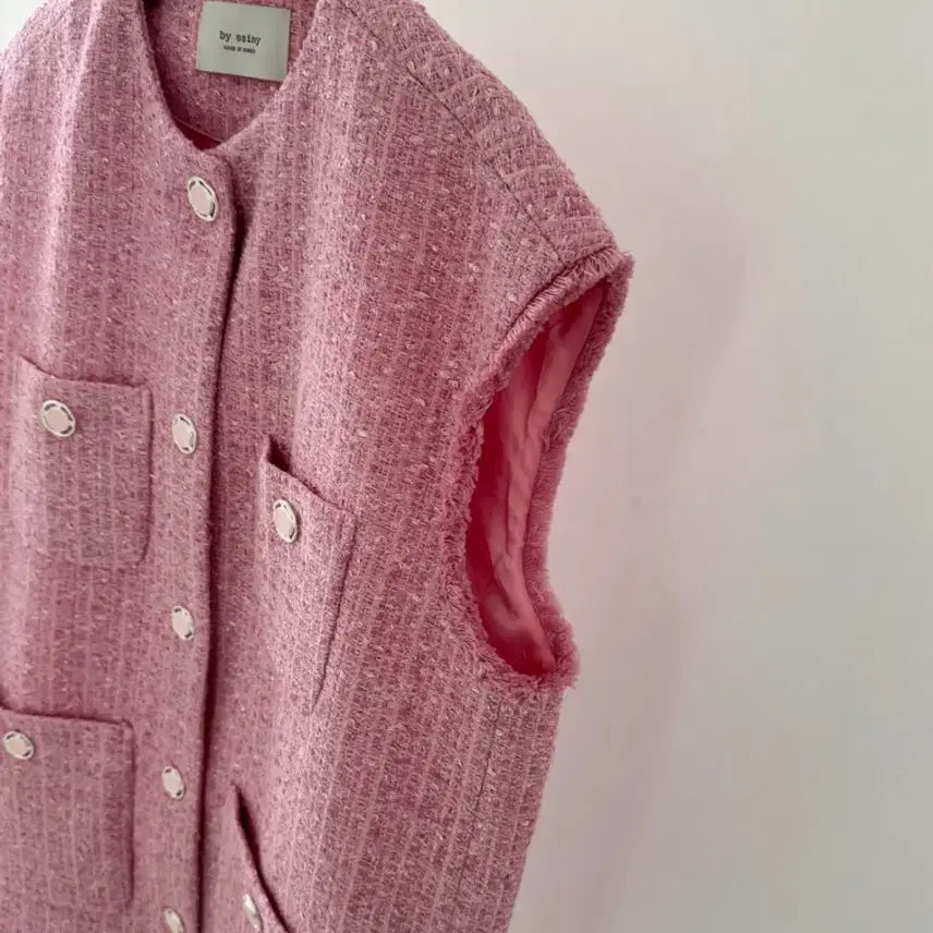 [BUNJANG] Byssiny Sweet and Sour Tweed Vest (Pink) / 바이씨니 새콤달콤 베스트(핑크)