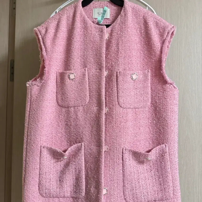 [BUNJANG] Byssiny Sweet and Sour Tweed Vest (Pink) / 바이씨니 새콤달콤 베스트(핑크)