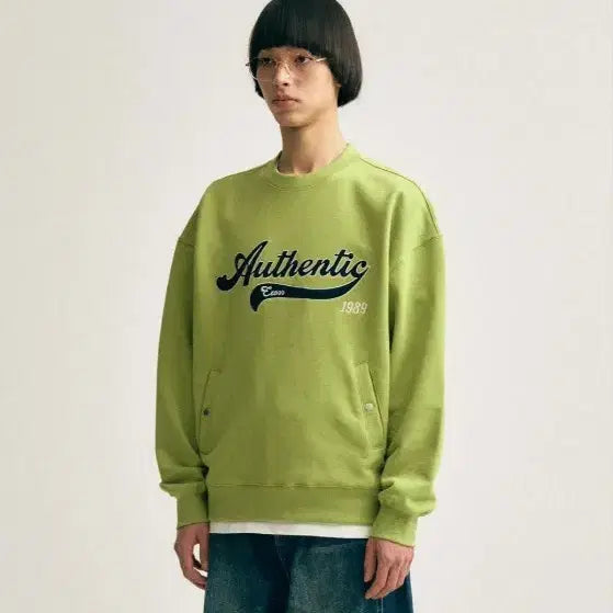 [BUNJANG] Icore Light Green Oversized Sweatshirt / 이코르 라이트그린 오버핏 맨투맨