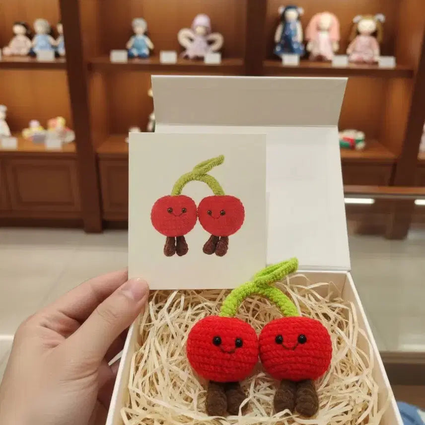 [BUNJANG] Handmade Double Cherry Crochet Keyring / [당일발송] 상큼함 2배! 귀요미 체리 친구들 핸드메이드 코바늘 키링