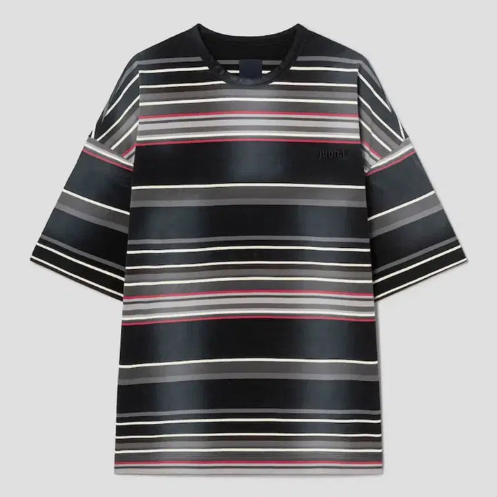 [BUNJANG] Juun.J Vintage Multi Stripe Short Sleeve T-Shirt / 준지 빈티지 멀티 스트라이프 숏슬리브 - 애쉬