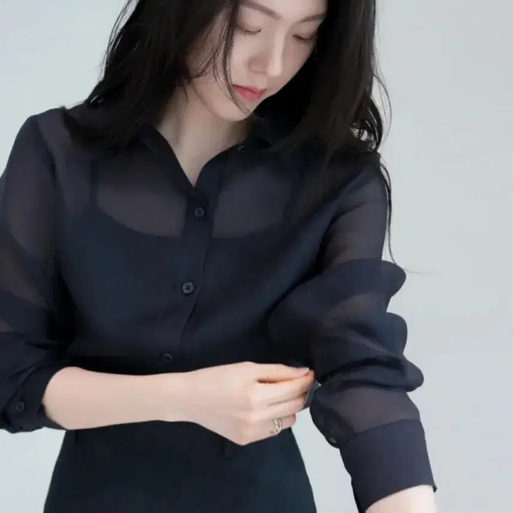 [SOLD OUT] 누아르테(NOUARTE) 글렌 시어 블라우스셔츠 55-66 새상품