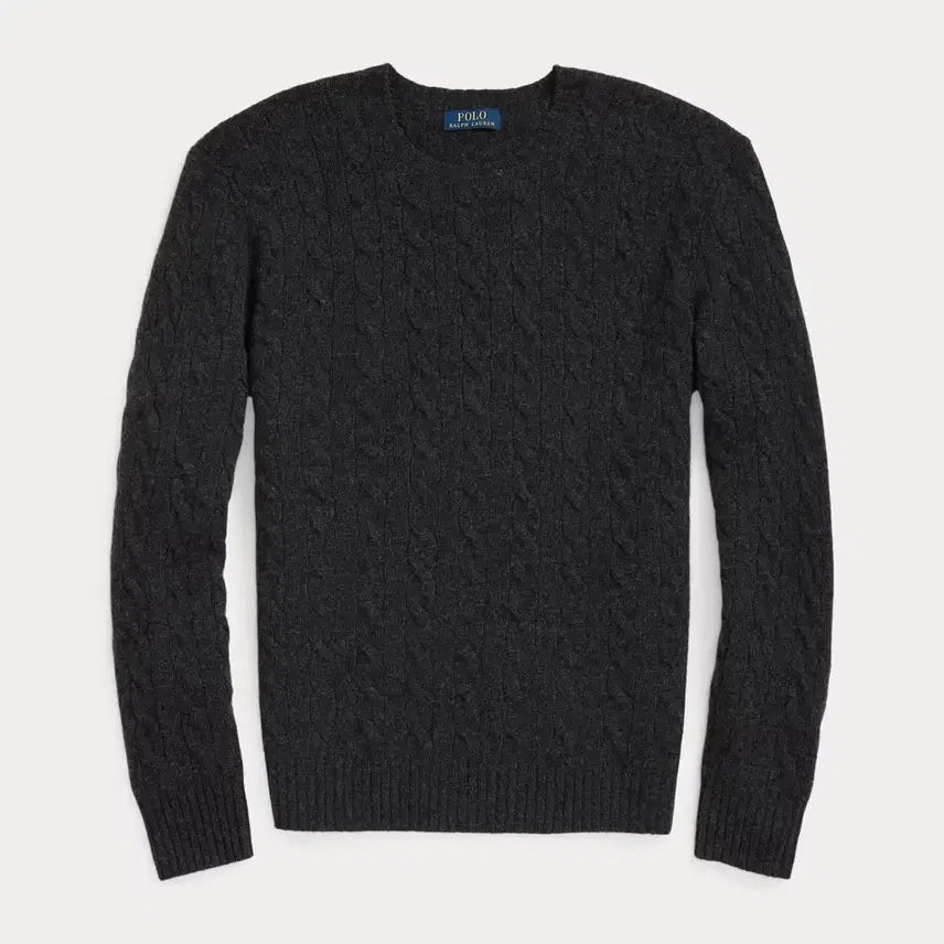 [BUNJANG] Polo Ralph Lauren Cable Knit Wool Cashmere Sweater Dark Granite Heather M / 폴로 랄프로렌 케이블 니트 울 캐시미어 스웨터 다크 그라나이트 헤더 M